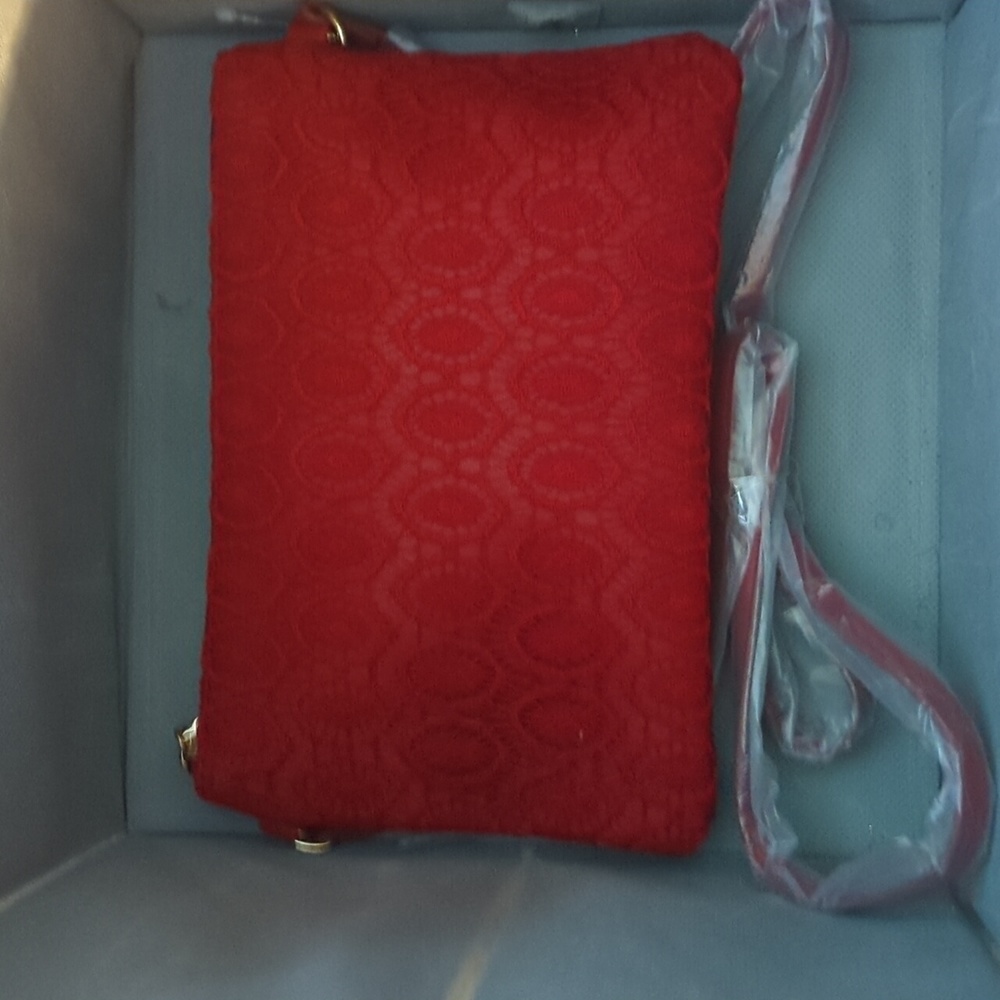 Red velvet shoulder bag